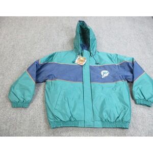 Vintage Miami Dolphins Jeff Hamilton Jacket Mens 2XL‎ Teal NFL Football Hooded